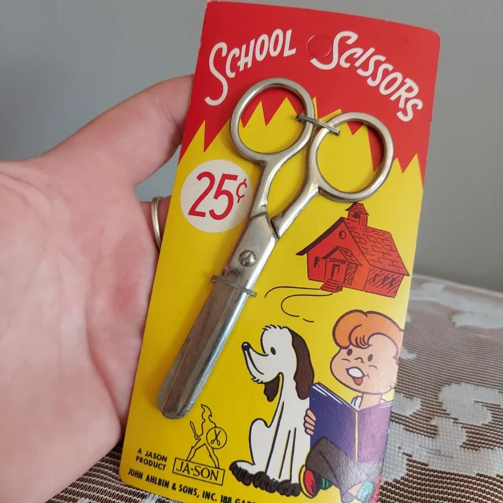 Vintage JA-SON School Scissors New Old Stock Original 25c Card John Ahlbin Sons